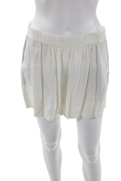 Vince Unisex White Linen Blend Beach Shorts Size S
