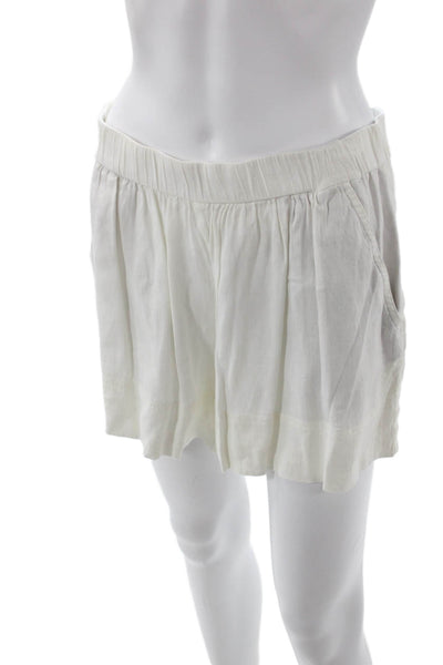 Vince Unisex White Linen Blend Beach Shorts Size S