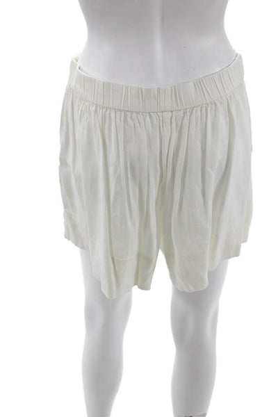 Vince Unisex White Linen Blend Beach Shorts Size S