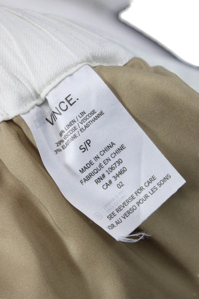 Vince Unisex White Linen Blend Beach Shorts Size S