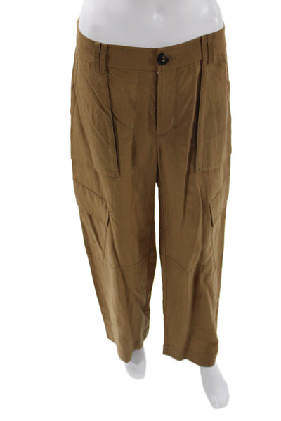 Vince Unisex Cargo Pants Brown Button Closure Tencel Lyocell Size 6