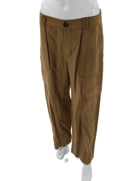 Vince Unisex Cargo Pants Brown Button Closure Tencel Lyocell Size 6