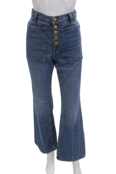 Ulla Johnson Womens Bootcut Flared Jeans Blue Size 24
