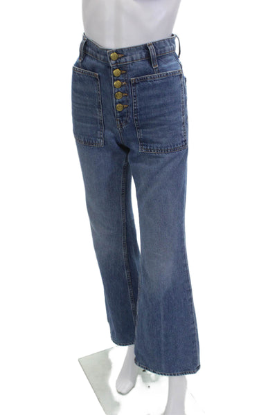 Ulla Johnson Womens Bootcut Flared Jeans Blue Size 24