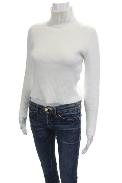 Zara Womens White Turtleneck Pullover Sweater Wool Blend Long Sleeve Size S