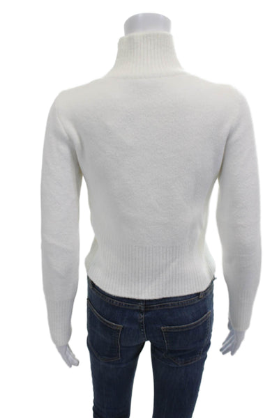 Zara Womens White Turtleneck Pullover Sweater Wool Blend Long Sleeve Size S