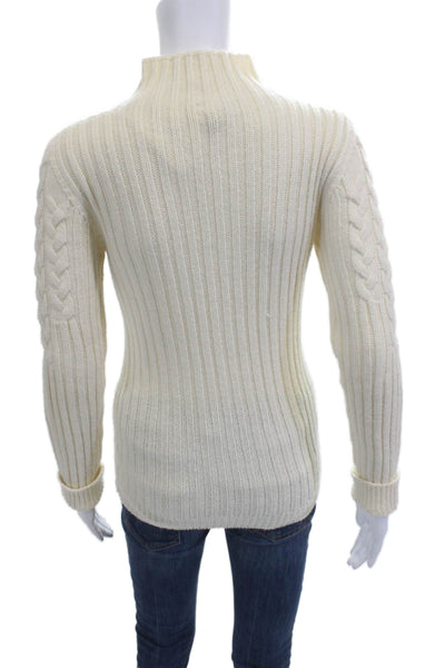 Pinko Unisex Pullover Sweater Beige Mock Neck Long Sleeve Cotton Blend Size XS