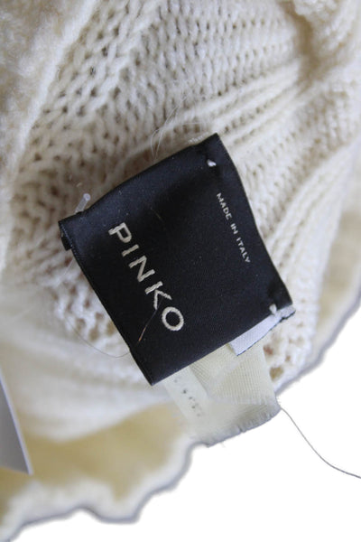 Pinko Unisex Pullover Sweater Beige Mock Neck Long Sleeve Cotton Blend Size XS