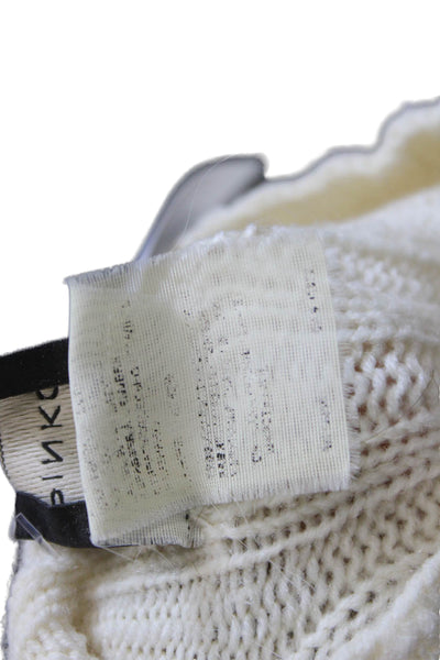 Pinko Unisex Pullover Sweater Beige Mock Neck Long Sleeve Cotton Blend Size XS