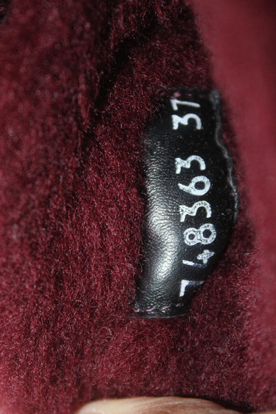 Baldinini Womens Lace Up Shearling Lined Suede Ankle Boots Wine Red Size 37