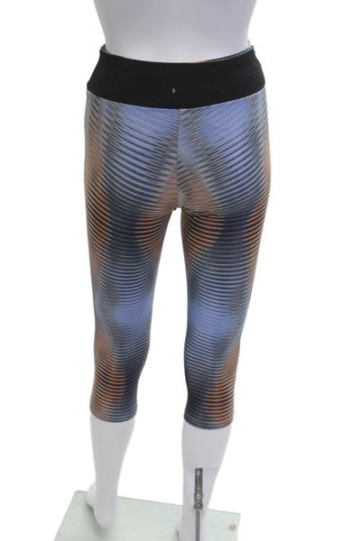 Koral Women Capri Leggings Black Striped Size S