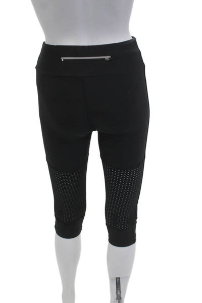 Running Bare Women Capri Leggings Black Zip 69% Nylon Size 4