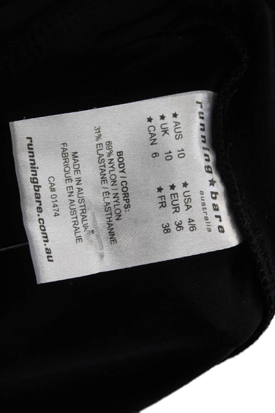 Running Bare Women Capri Leggings Black Zip 69% Nylon Size 4