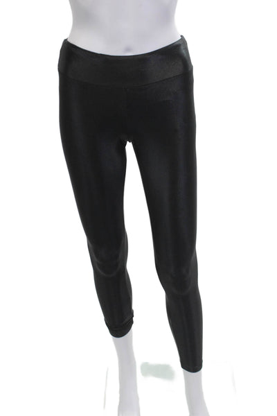 Koral Women Ankle Jeggings Black Solid Polyamide Lycra Size S