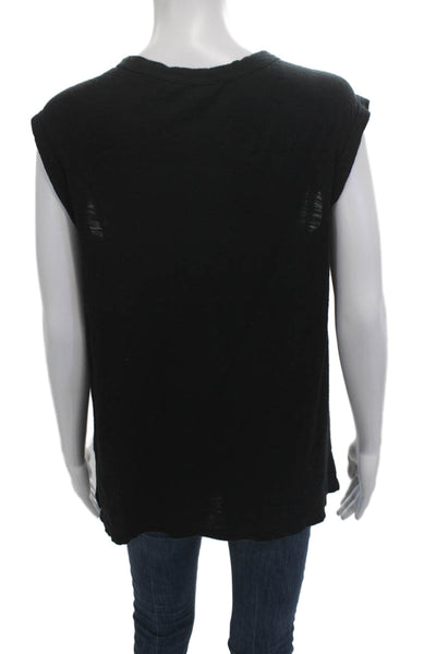 Standard James Perse Womens Black Cotton Sleeveless T-Shirt Round Neck Size 2