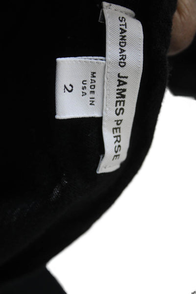 Standard James Perse Womens Black Cotton Sleeveless T-Shirt Round Neck Size 2