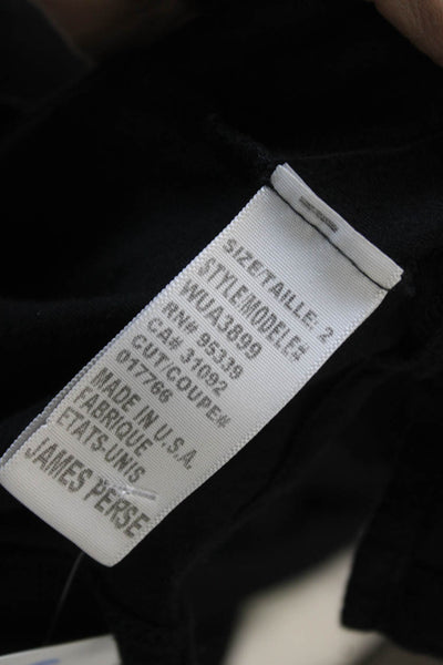 Standard James Perse Womens Black Cotton Sleeveless T-Shirt Round Neck Size 2