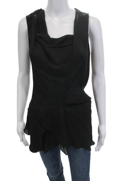 Cushnie Et Ochs Women Sleeveless Black Solid Cotton Blend Top Size S