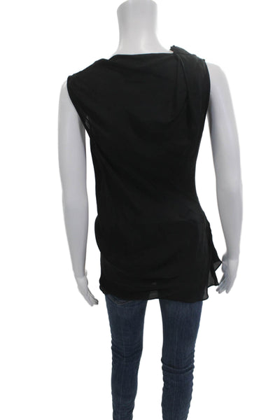 Cushnie Et Ochs Women Sleeveless Black Solid Cotton Blend Top Size S