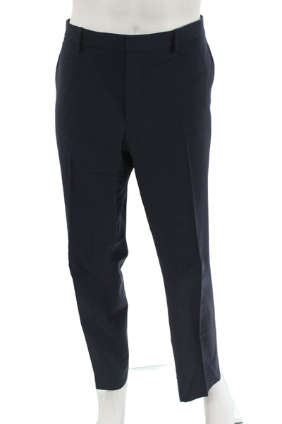 Theory Mens Dress Pants Dark Blue Wool Blend Button Size 38