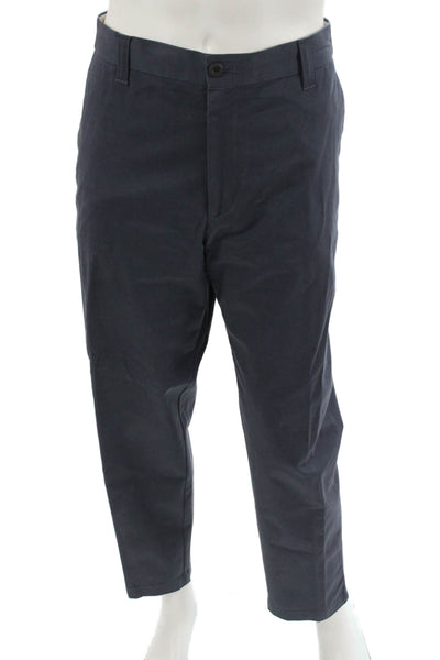 Zara Mens Ankle Cropped Chino Dark Blue Cotton Stretch Size 36