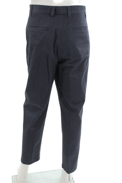 Zara Mens Ankle Cropped Chino Dark Blue Cotton Stretch Size 36