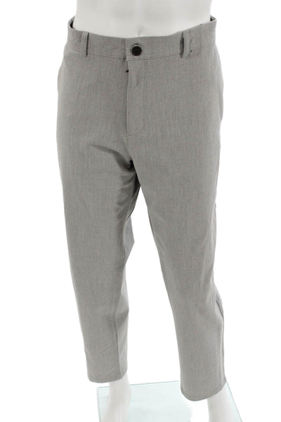 Zara Mens Ankle Dress Pants Gray Button Closure 63% Polyester Size 38