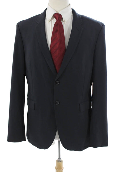 Zara Mens Dark Blue Suit Jacket Button Long Sleeve Cotton Blend Size 42