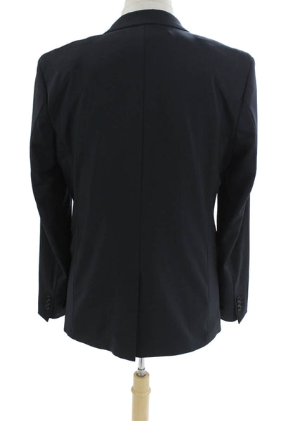 Zara Mens Dark Blue Suit Jacket Button Long Sleeve Cotton Blend Size 42