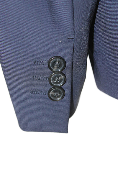 Zara Mens Dark Blue Suit Jacket Button Long Sleeve Cotton Blend Size 42