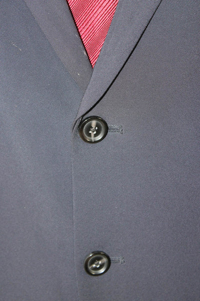 Zara Mens Dark Blue Suit Jacket Button Long Sleeve Cotton Blend Size 42