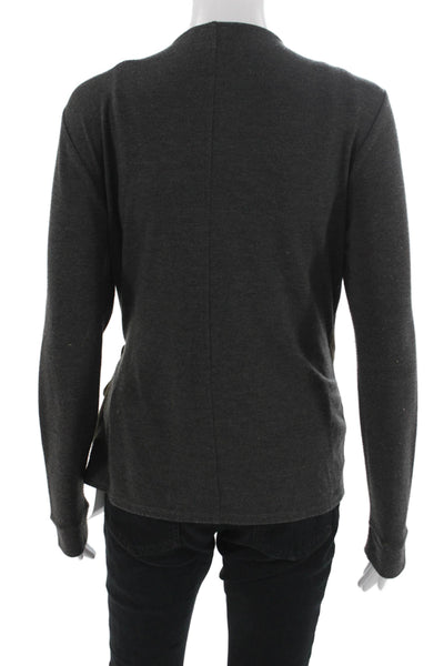 Ecru Women V-Neck Tie Front Brown Sweater Long Sleeve Army Size M