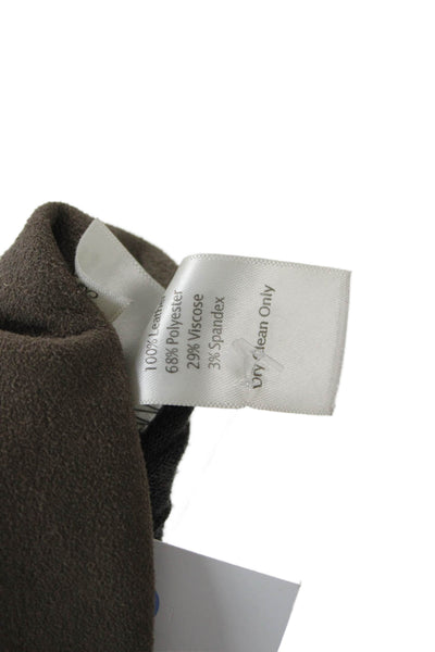 Ecru Women V-Neck Tie Front Brown Sweater Long Sleeve Army Size M