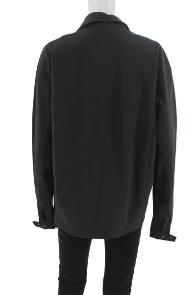 Nike Mens Windbreaker Black Button Long Sleeve Polyester Spandex Size M