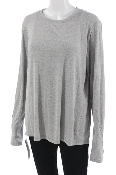 Lululemon Women Gray Long Sleeve Basic Crew Neck T-Shirt Size M
