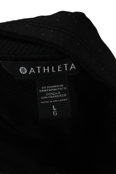 Athleta Womens Black Polka Dot Mock Neck Zip Hoodie Size L