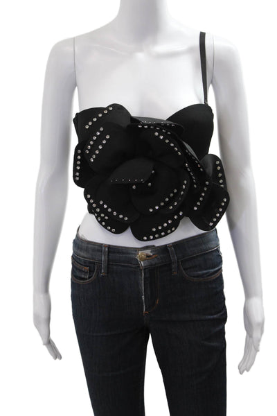 Madonna & Co Women Cropped Sleeveless Black Designer Top Size XS