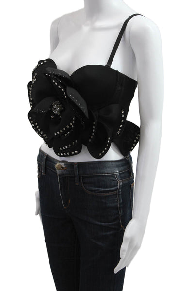 Madonna & Co Women Cropped Sleeveless Black Designer Top Size XS
