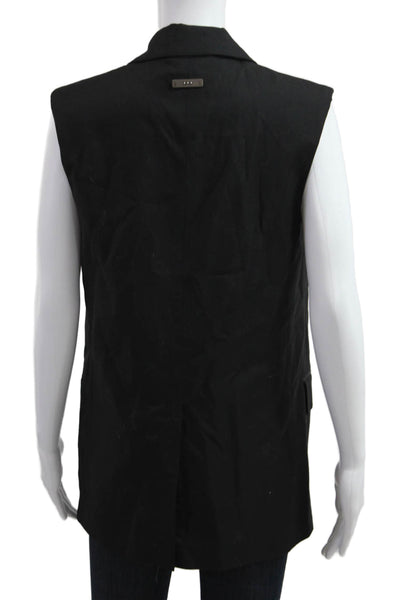 Peserico Womens Black Sleeveless Collared Button Vest Classic Fall Size M