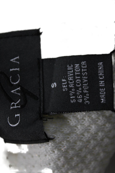 Gracia Women Sweater Dress White Sleeveless Crew Neck Bohemian Size S