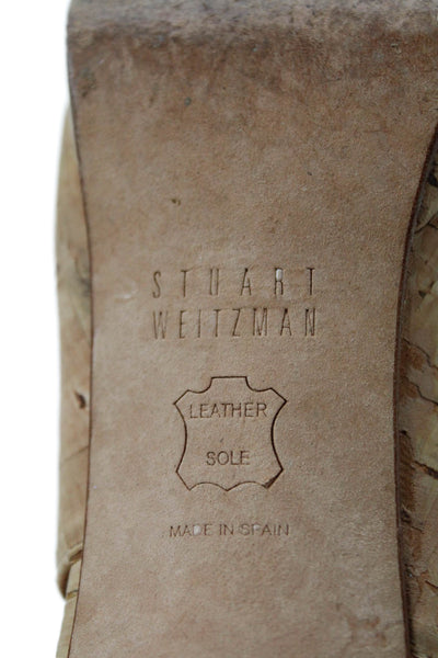 Stuart Weitzman Womens Stiletto Peep Toe Cork Slingback Pumps Brown Size 7M