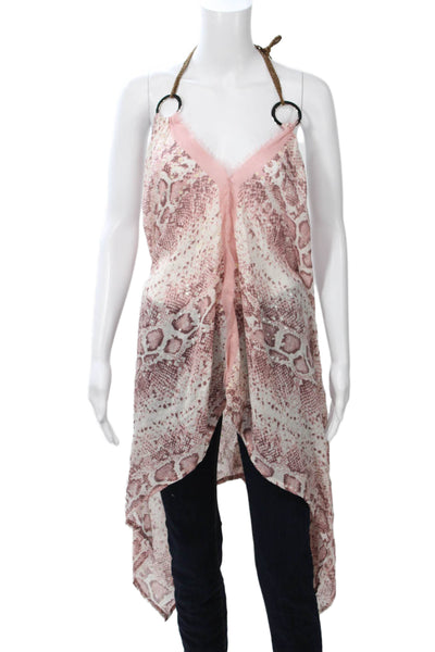 Poupette St. Barth Women Tunic Pink Animal Print Cotton Size One Size