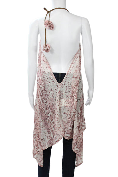 Poupette St. Barth Women Tunic Pink Animal Print Cotton Size One Size