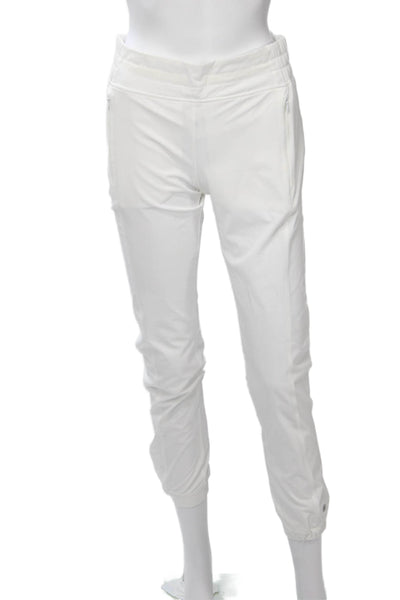 Lija Womens White Jogger Pants Snap Closure Size 2
