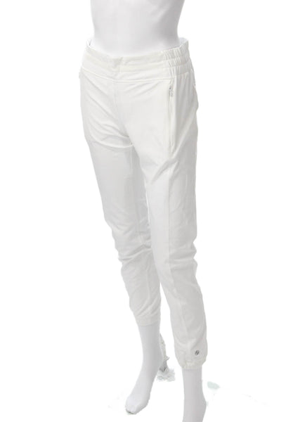 Lija Womens White Jogger Pants Snap Closure Size 2