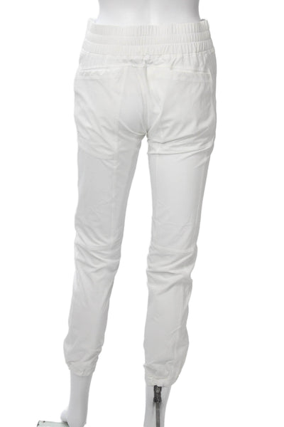 Lija Womens White Jogger Pants Snap Closure Size 2