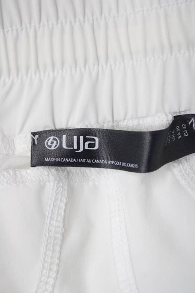 Lija Womens White Jogger Pants Snap Closure Size 2
