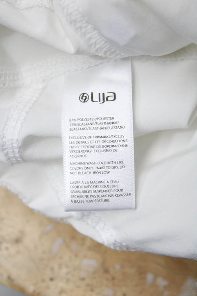 Lija Womens White Jogger Pants Snap Closure Size 2