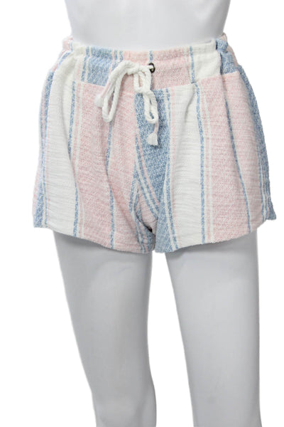 Ocean Drive Unisex Light Blue Striped Drawstring Sweat Shorts Size L