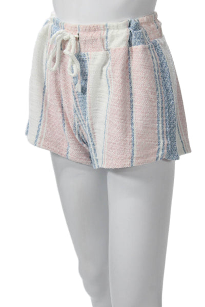 Ocean Drive Unisex Light Blue Striped Drawstring Sweat Shorts Size L